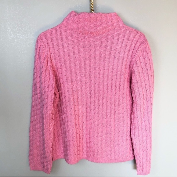 Vintage Pink Cable Knit Silk & Cashmere Turtleneck Sweater L - Picture 1 of 7